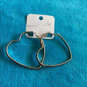 Charming Charlie heart hoop earrings